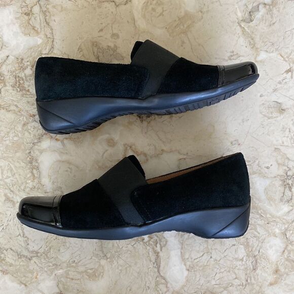 Portia Claudia Black Suede & Patent Leather Slip On Shoes - Picture 6 of 13
